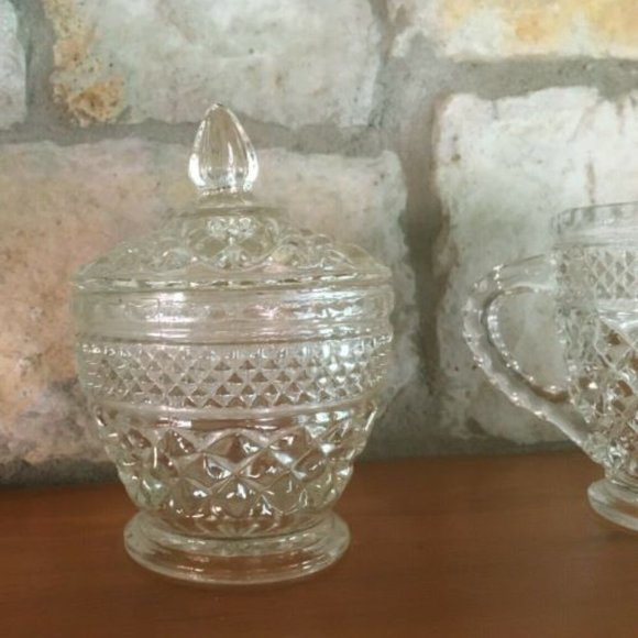 Vintage Wexford Anchor Hocking Sugar Bowl with Lid and Creamer - Picture 4 of 4